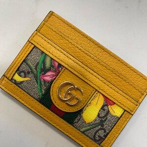 GUCCI Authentic Ophidia GG Floral Card Holder/Case/Wallet Yellow